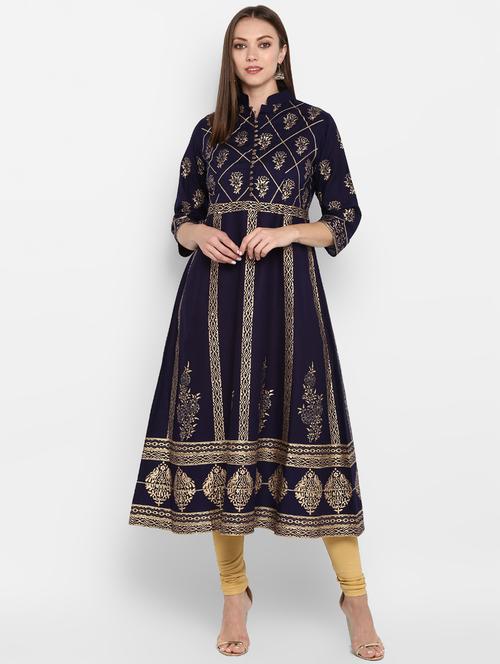 foil printed anarkali kurta - 16665897 - Very Small Image - 1