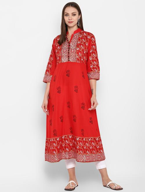 floral printed anarkali kurta - 16665899 - Very Small Image - 1