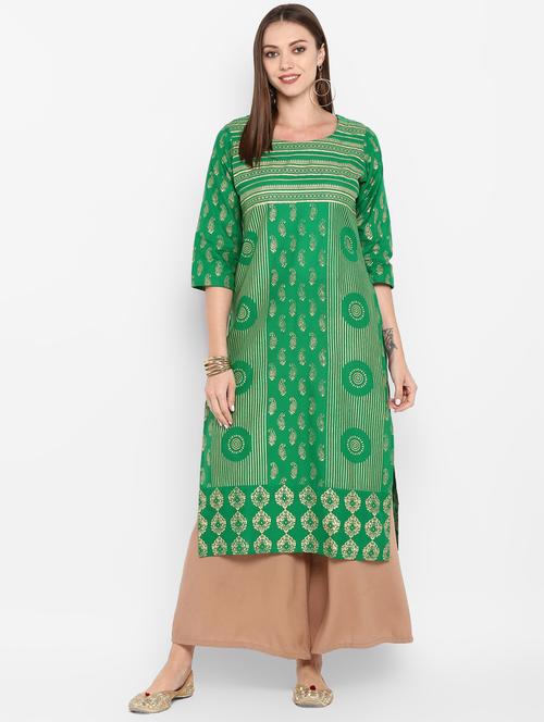 foil printed straight kurta - 16665909 - Very Small Image - 1