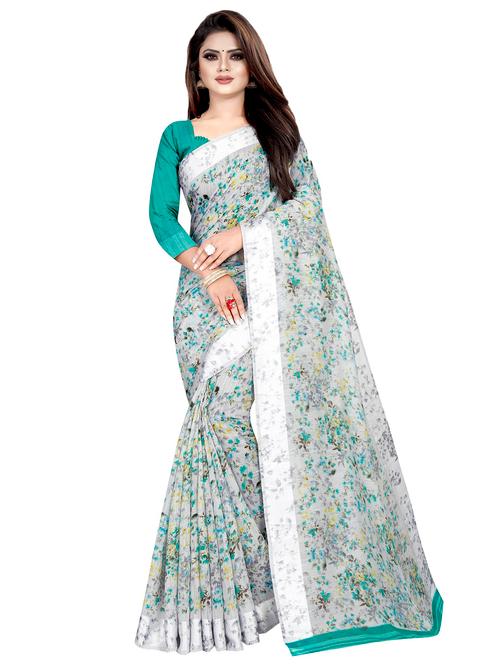 floral printed saree with blouse - 16666964 - Very Small Image - 1