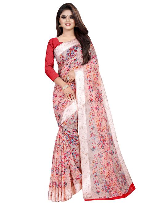 floral printed saree with blouse - 16666967 - Very Small Image - 1