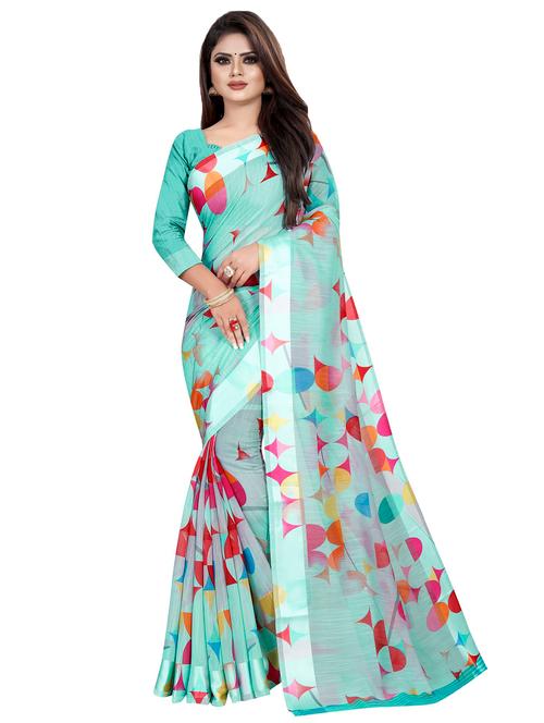 geometrical printed saree with blouse - 16666970 - Very Small Image - 1