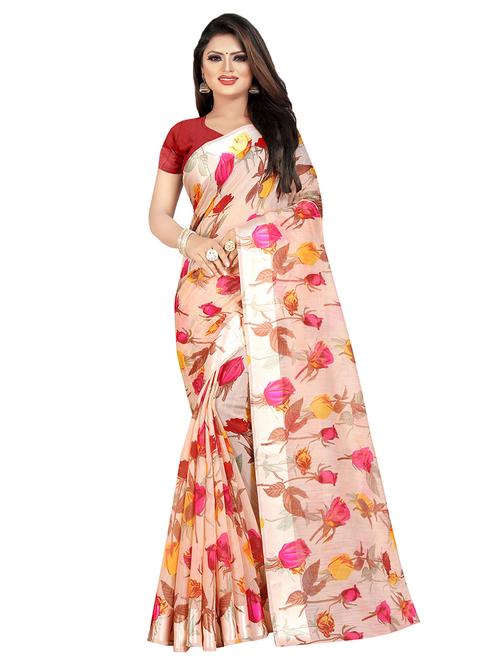 floral printed saree with blouse - 16666980 - Very Small Image - 1