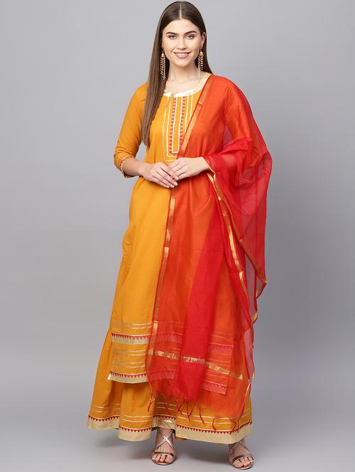 gota patti kurta skirt with dupatta set - 16667083 - Very Small Image - 1