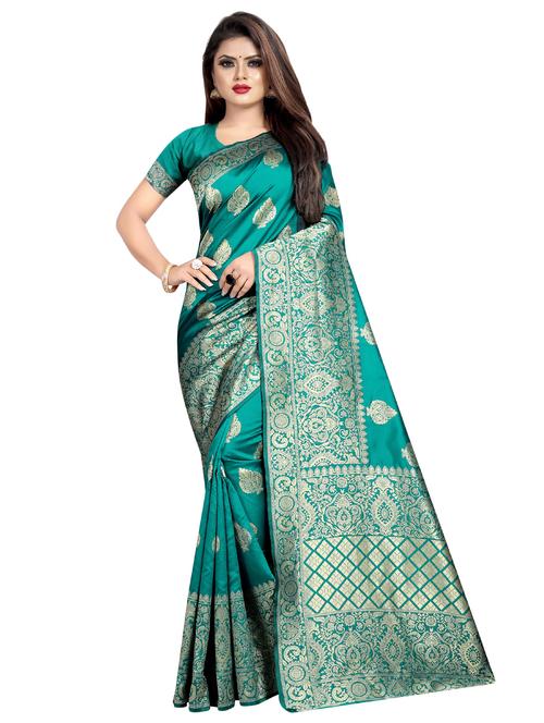 self-design banarasi saree with blouse - 16667392 - Very Small Image - 1