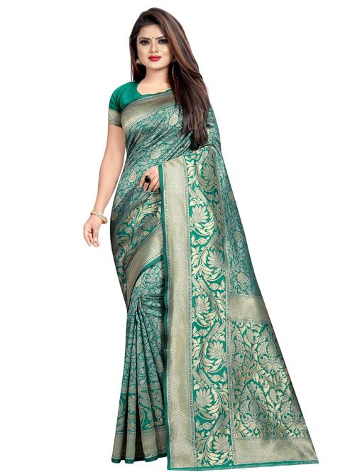 self-design banarasi saree with blouse - 16667397 - Very Small Image - 1
