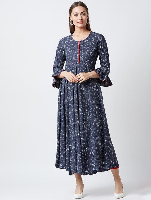 abstract printed flared kurta - 16667415 - Very Small Image - 1