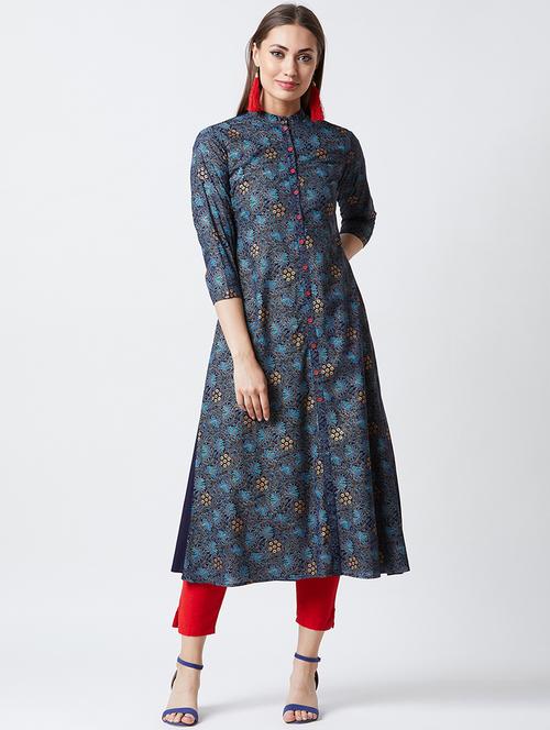floral printed a-line kurta - 16667422 - Very Small Image - 1