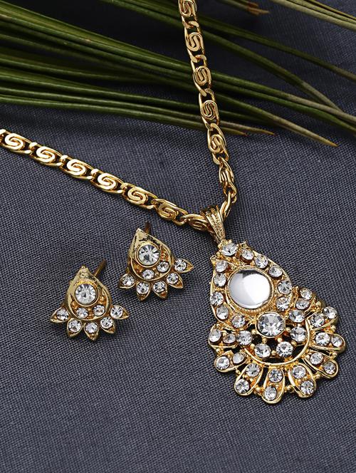 gold metal pendants and earring - 16668123 - Very Small Image - 1