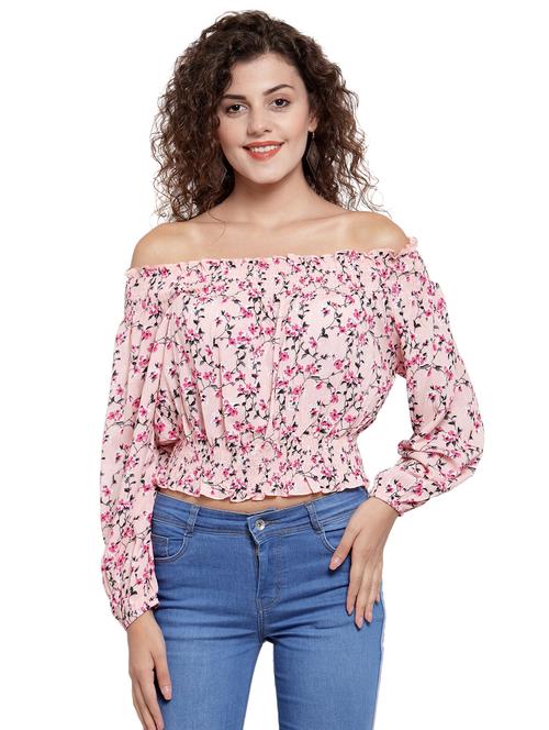 off shoulder floral crop top - 16668316 - Very Small Image - 1