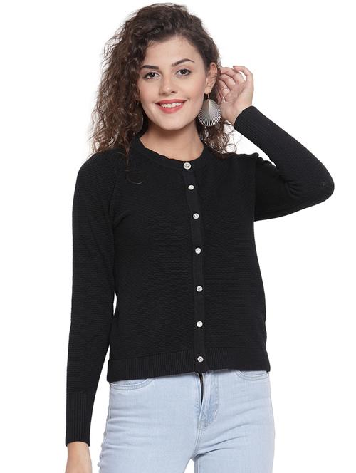 round neck long sleeved cardigan - 16668394 - Very Small Image - 1