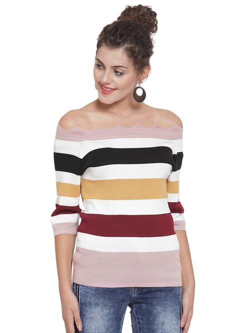 off shoulder striped top - 16668452 - Very Small Image - 1