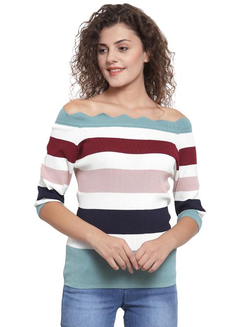 off shoulder striped top - 16668453 - Very Small Image - 1