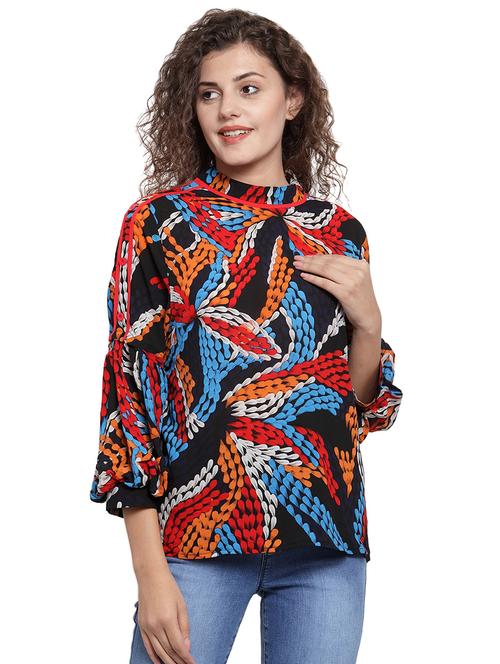 mock neck bishop sleeved top - 16668455 - Very Small Image - 1
