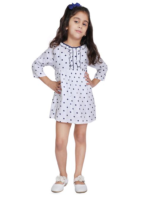 girls round neck three quarter sleeves frock - 16668534 - Very Small Image - 1