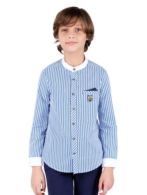 mandarin neck striped shirt - 16669383 - Very Small Image - 1