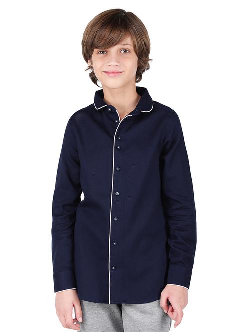 contrast piping long sleeved shirt - 16669385 - Very Small Image - 1