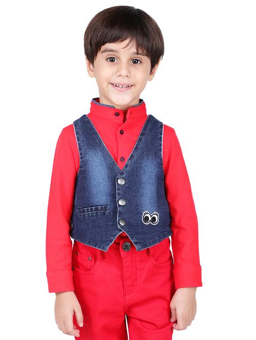 v neck denim waistcoat - 16669396 - Very Small Image - 1