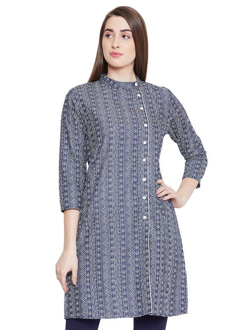 mandarin neck button detail tunic - 16670618 - Very Small Image - 1