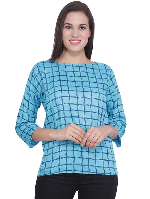boat neck checkered top - 16670706 - Very Small Image - 1