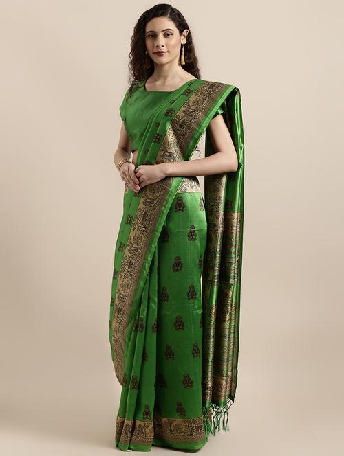 kalamkari printed saree with blouse - 16670835 - Very Small Image - 1