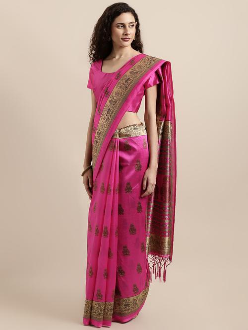 kalamkari printed saree with blouse - 16670836 - Very Small Image - 1