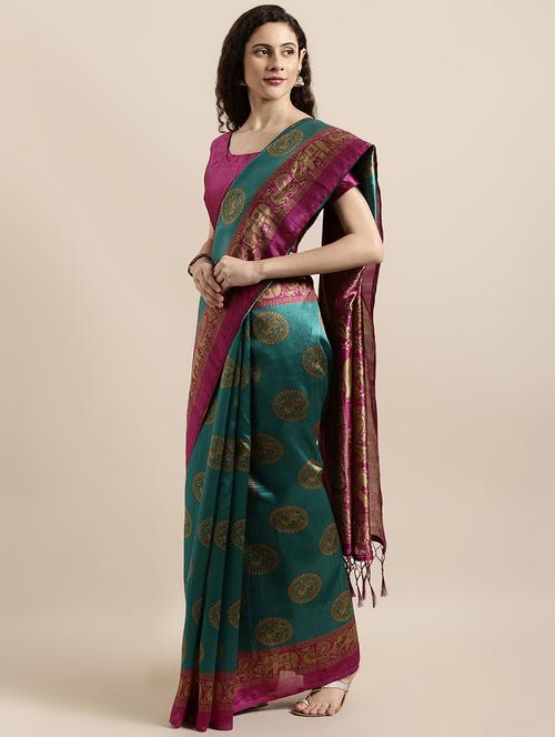 conversational printed saree with blouse - 16670844 - Very Small Image - 1