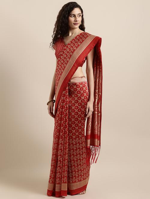 floral printed saree with blouse - 16670848 - Very Small Image - 1