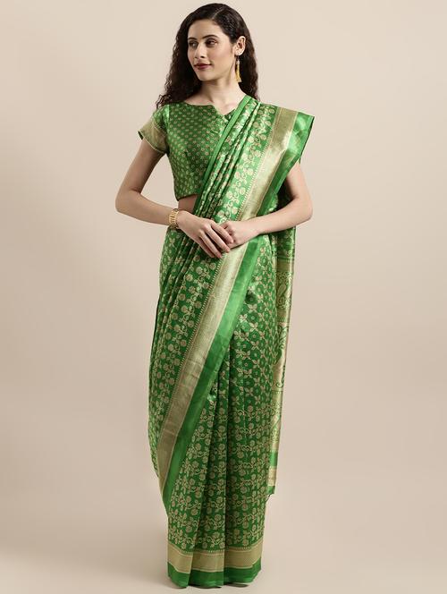 floral printed saree with blouse - 16670850 - Very Small Image - 1