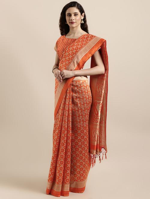 floral printed saree with blouse - 16670851 - Very Small Image - 1