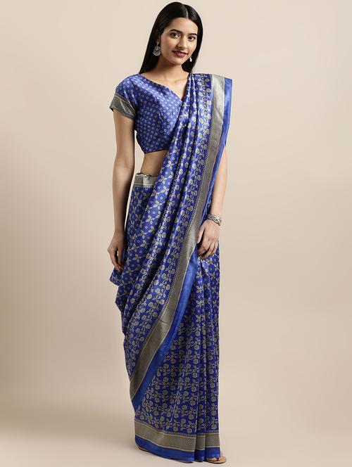 floral printed saree with blouse - 16670852 - Very Small Image - 1