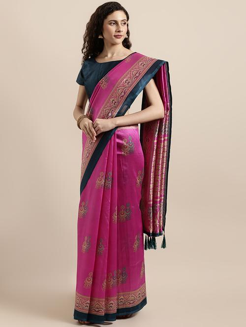 quirky printed saree with blouse - 16670862 - Very Small Image - 1
