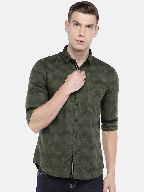 olive green printed casual shirt - 16672118 - Very Small Image - 1