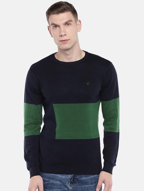 navy blue color block pullover - 16672133 - Very Small Image - 1