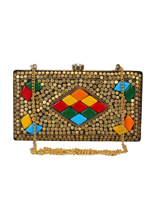 gold metal box clutch - 16672789 - Very Small Image - 1