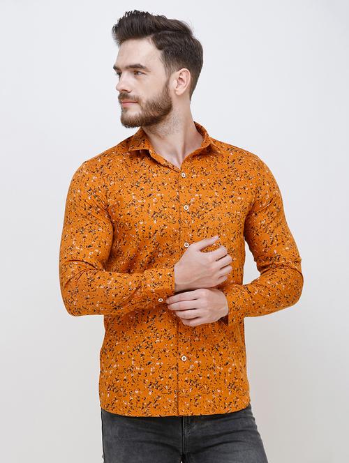 orange printed casual shirt - 16672964 - Very Small Image - 1