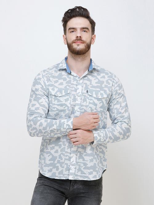 light blue printed casual shirt - 16672965 - Very Small Image - 1