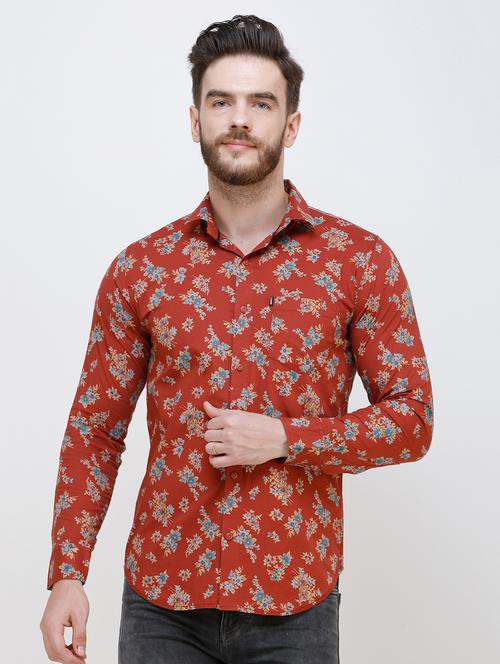red floral printed casual shirt - 16673014 - Very Small Image - 1