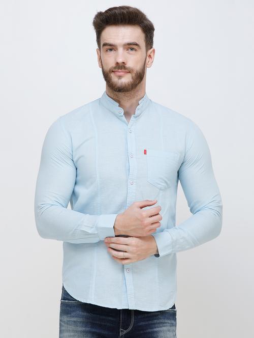 light blue solid casual shirt - 16673023 - Very Small Image - 1