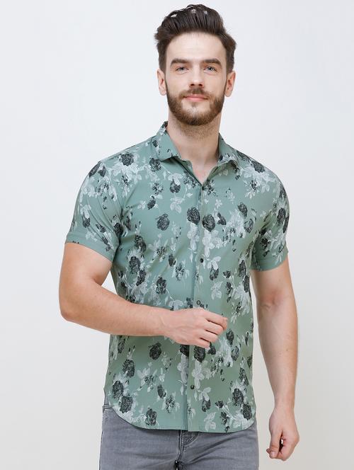 green floral printed casual shirt - 16673026 - Very Small Image - 1