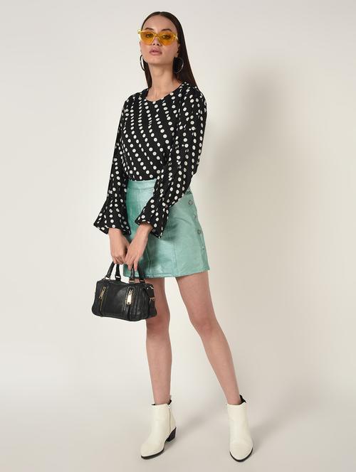 flute sleeved embellished polka dots top - 16673423 - Very Small Image - 1