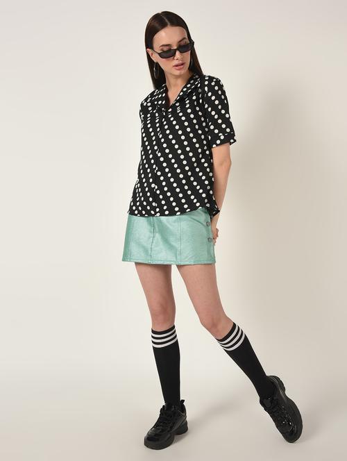 lapel neck polka dots top - 16673427 - Very Small Image - 1