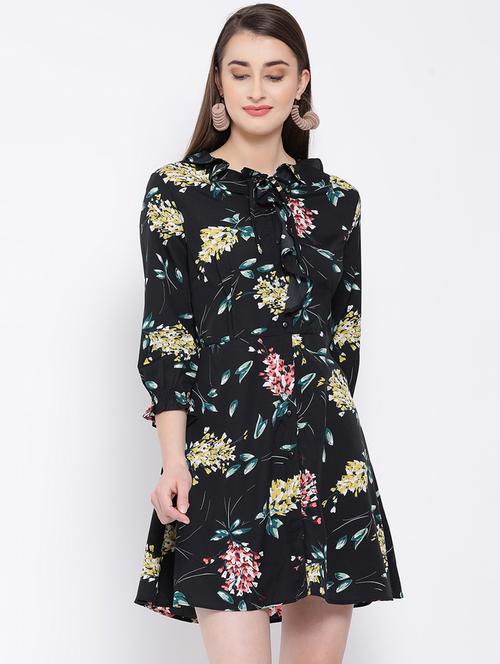 tie knot floral a-line dress - 16673864 - Very Small Image - 1