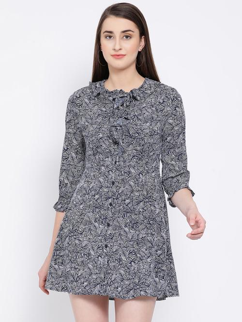 round neck frill detail a-line dress - 16673865 - Very Small Image - 1