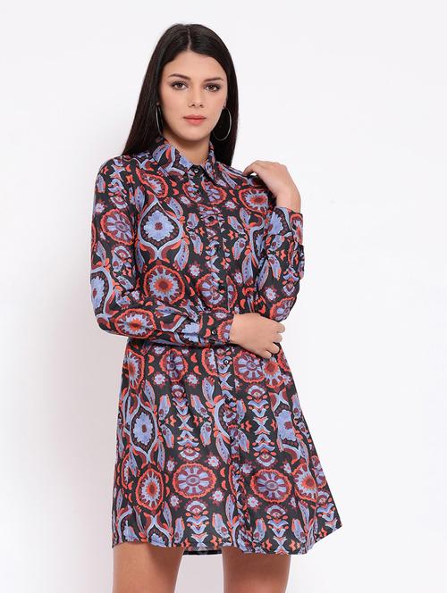 women's shirt printed dress - 16673873 - Very Small Image - 1