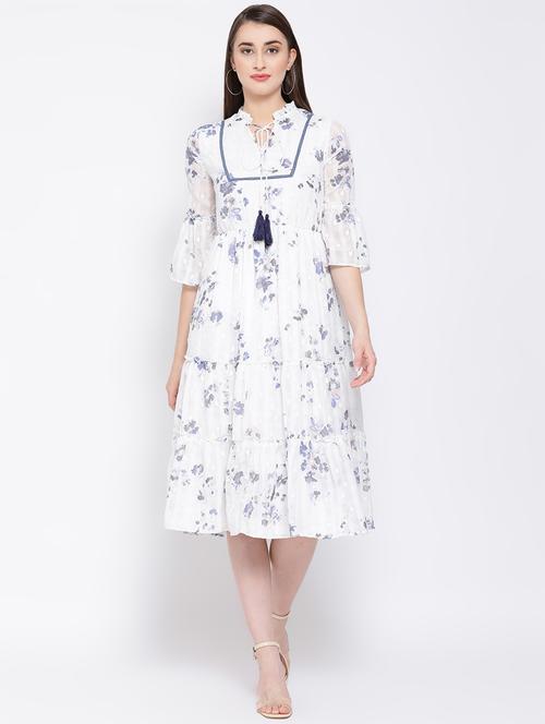 tassel tie up floral tiered dress - 16673883 - Very Small Image - 1