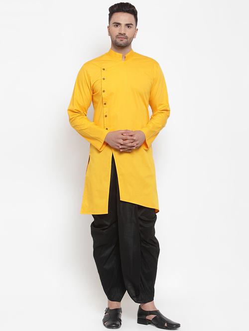 yellow solid asymmetric kurta - 16674096 - Very Small Image - 1
