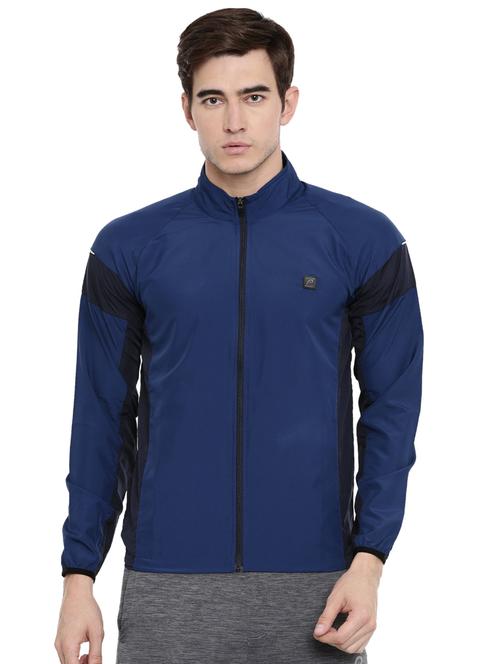 blue color block casual jacket - 16674512 - Very Small Image - 1