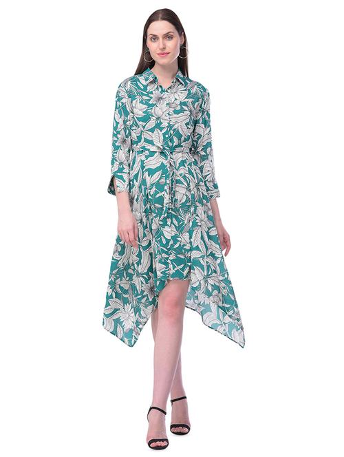 tie knot floral asymmetric dress - 16674720 - Very Small Image - 1