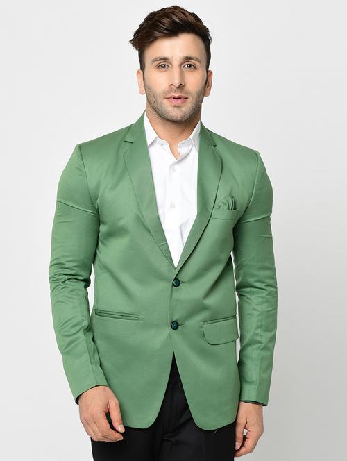 green solid single breasted casual blazer - 16675081 - Very Small Image - 1